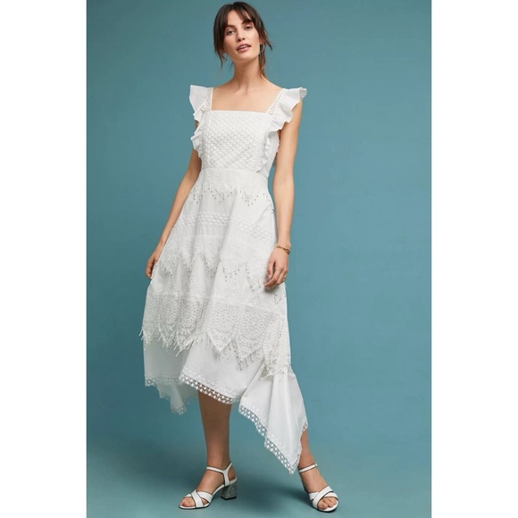 Anthropologie x Endless Rose Celeste Tiered Lace Beaded Midi Dress Medium - Picture 2 of 5